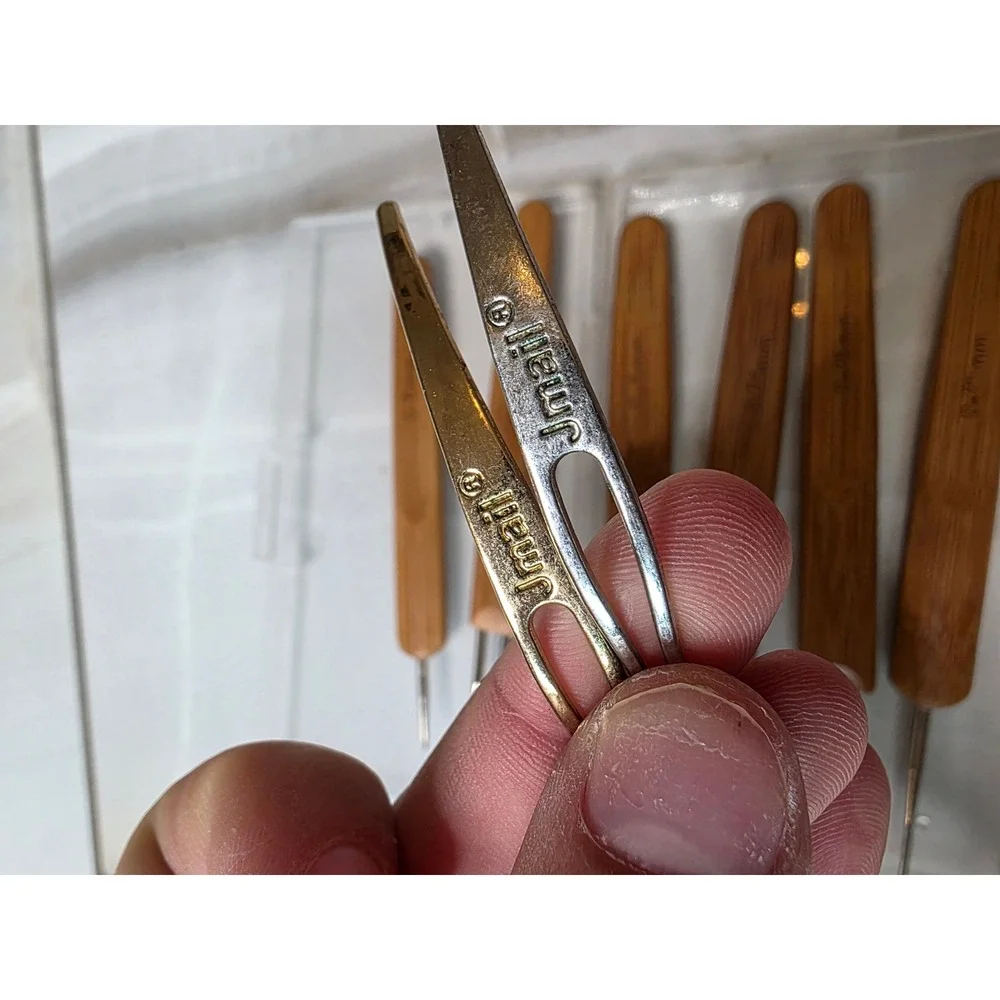 Jmail 8pc Dreadlock Crochet Needle Set 0.5mm 0.75mm Bamboo Handle‎ Tools Case W1